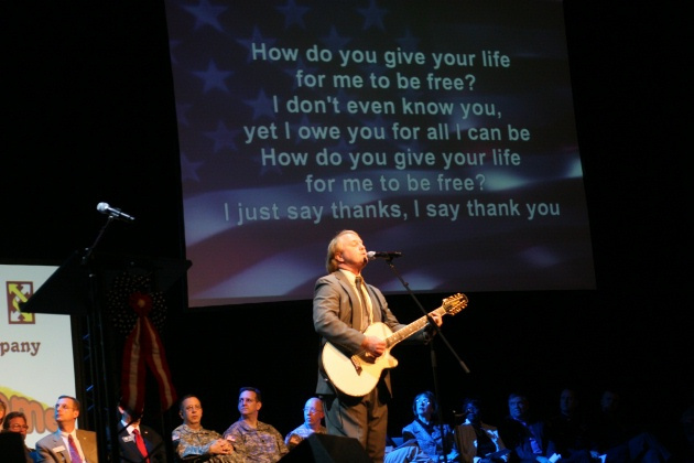 Joey Nicholson singing the song he wrote for the l